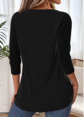 Black Tummy Coverage Geometric Print Long Sleeve T Shirt | thumb picture 
