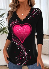 Black Tummy Coverage Geometric Print Long Sleeve T Shirt | thumb picture 