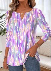 Multi Color Tummy Coverage Tribal Print T Shirt | thumb picture 