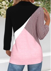 Light Pink Fake 2in1 Geometric Print 3/4 Sleeve Blouse | thumb picture 