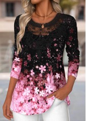 Light Pink Tummy Coverage Floral Print T Shirt | thumb picture 