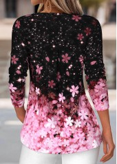 Light Pink Tummy Coverage Floral Print T Shirt | thumb picture 