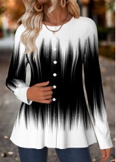 Multi Color Tummy Coverage Ombre Long Sleeve T Shirt