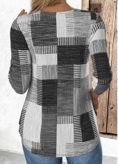 Grey Tummy Coverage Geometric Print Long Sleeve T Shirt | thumb picture 