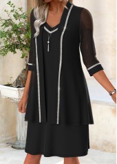 Black Tummy Coverage 3/4 Sleeve Dress and Cardigan | thumb picture 