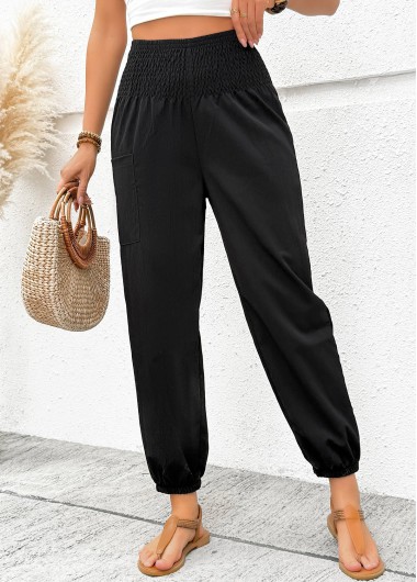 women clothes image of Black Jogger Elastic Waist High Waisted Pants