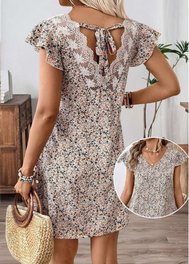 women clothes image of Multi Color Tummy Coverage Ditsy Floral Print Short Dress