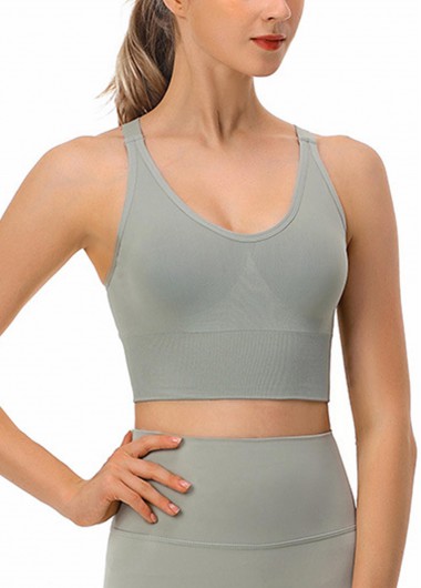 women clothes image of Sage Green Criss Cross Scoop Sports Bra