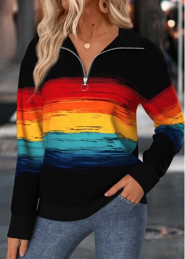 women clothes image of Multi Color Tummy Coverage Long Sleeve Sweatshirt