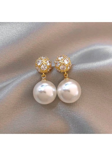 women clothes image of Golden Pearl Design Round Alloy Earrings