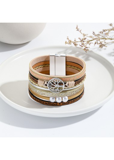 women clothes image of Light Coffee Color Faux Leather Bangle
