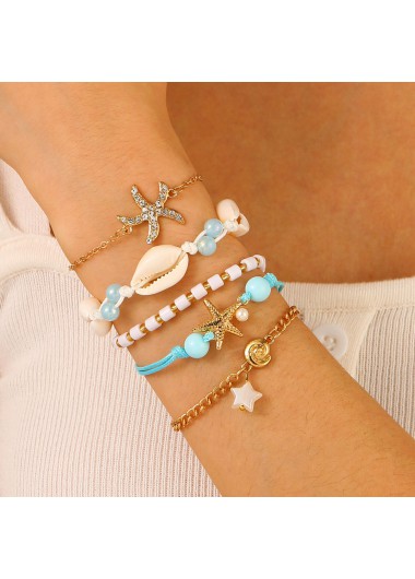 women clothes image of Light Blue Shell Starfish Alloy Bracelets