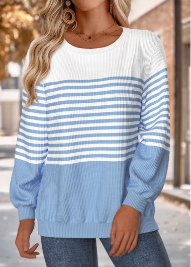 women clothes image of Multi Color Tummy Coverage Striped Long Sleeve Sweatshirt