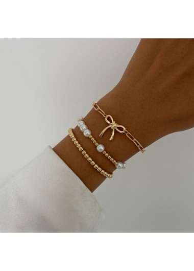 women clothes image of Golden Color Bow Alloy Detail Bracelets
