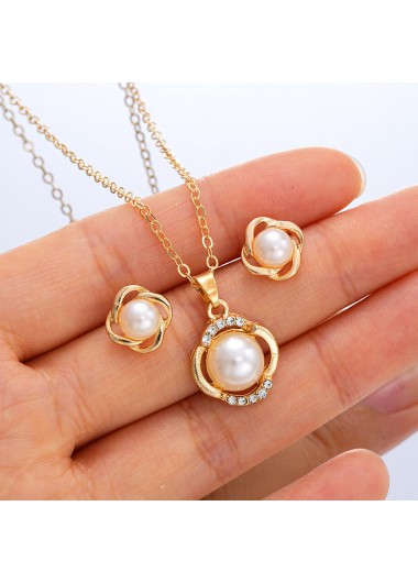 women clothes image of Golden Color Alloy Earrings and Necklace