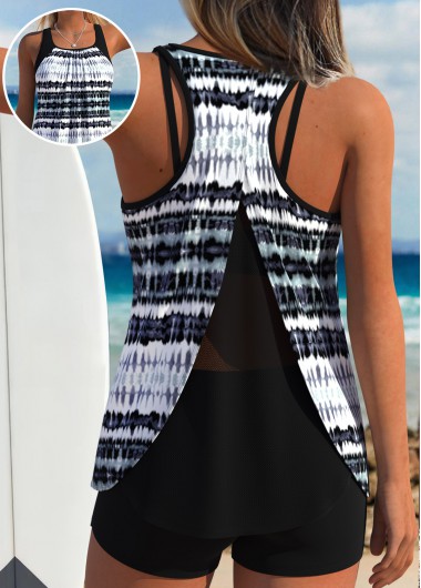 women clothes image of Tummy Coverage Tie Dye Print Purple Top and Shorts