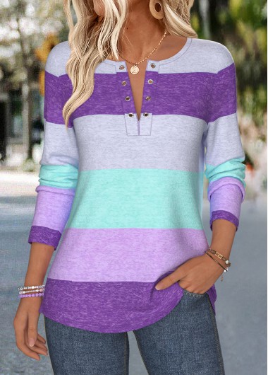 women clothes image of Multi Color Patch Pocket Geometric Print T Shirt