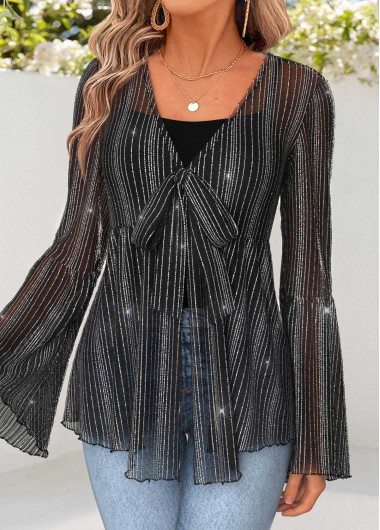 women clothes image of Black Tummy Coverage Long Sleeve Lightweight Cardigan