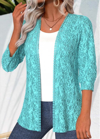 women clothes image of Cyan Tummy Coverage Half Sleeve Coat