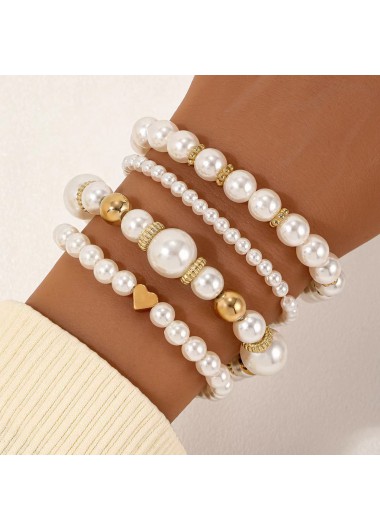 women clothes image of Golden Heart Design Round Pearl Bracelets