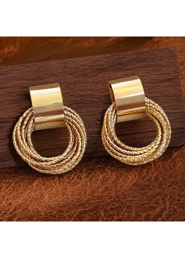 women clothes image of Golden Scrunchie Geometric Design Copper Earrings