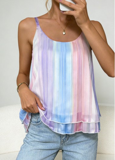 women clothes image of Multi Color Tummy Coverage Ombre Strappy Camisole Top