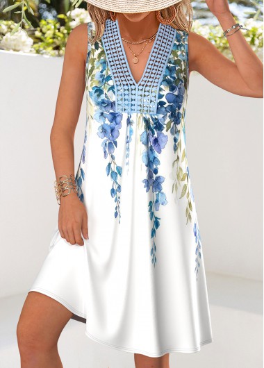 women clothes image of White Tummy Coverage Floral Print Short A Line Dress