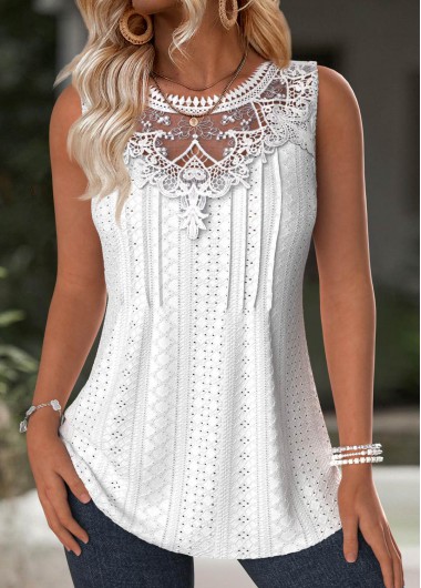 women clothes image of White Tummy Coverage Sleeveless Round Neck Tank Top