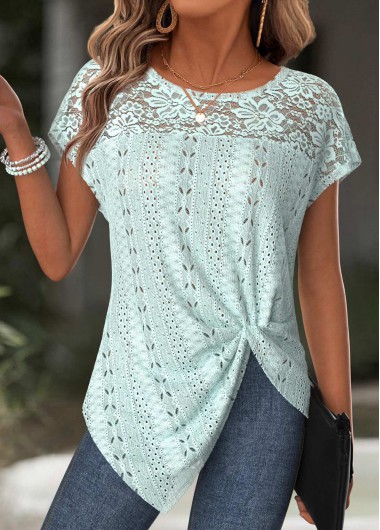 women clothes image of Light Green Tummy Coverage Short Sleeve T Shirt