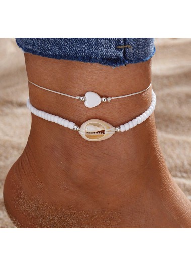 women clothes image of Beige Color Shell Detail Adjustable Anklets