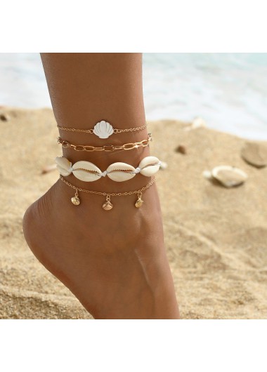 women clothes image of Golden Color Shell Alloy Detail Anklets