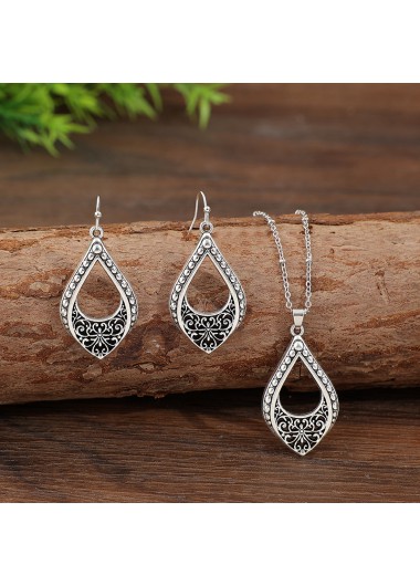 women clothes image of Silver Color Alloy Earrings and Necklace