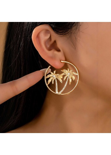 women clothes image of Golden Coconut Tree Circle Alloy Earrings