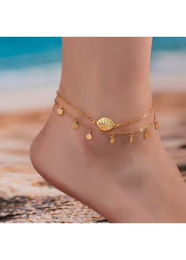 women clothes image of Golden Shell Design Alloy Anklet Set
