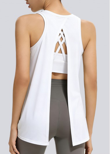 women clothes image of White Sleeveless Round Neck Sports Top