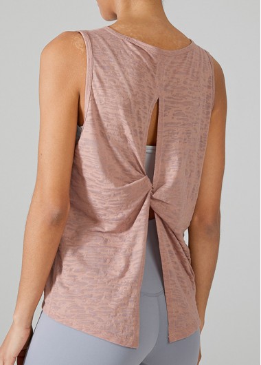 women clothes image of Pink Sleeveless Round Neck Sports Top