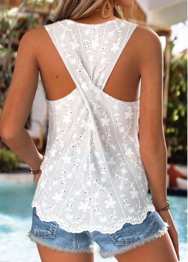 women clothes image of White Sleeveless Round Neck Tank Top