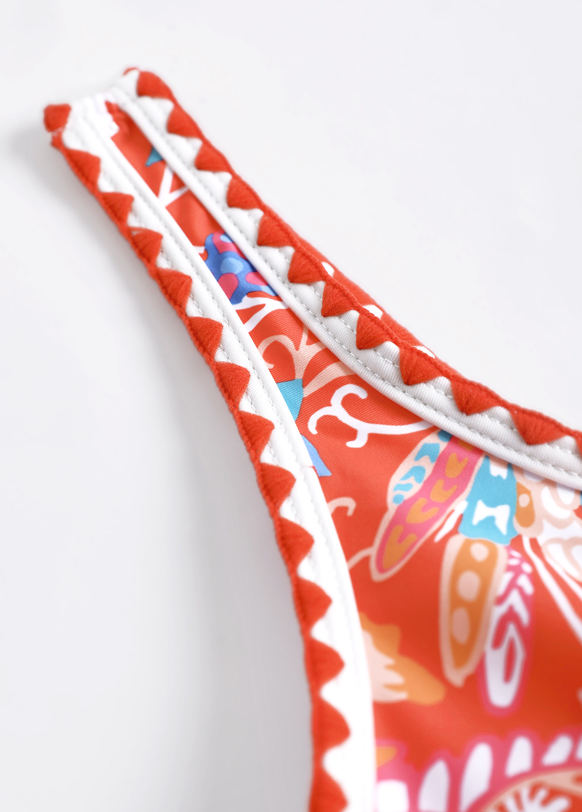 Tie Floral Print Coral One Piece Swimdress | picture 