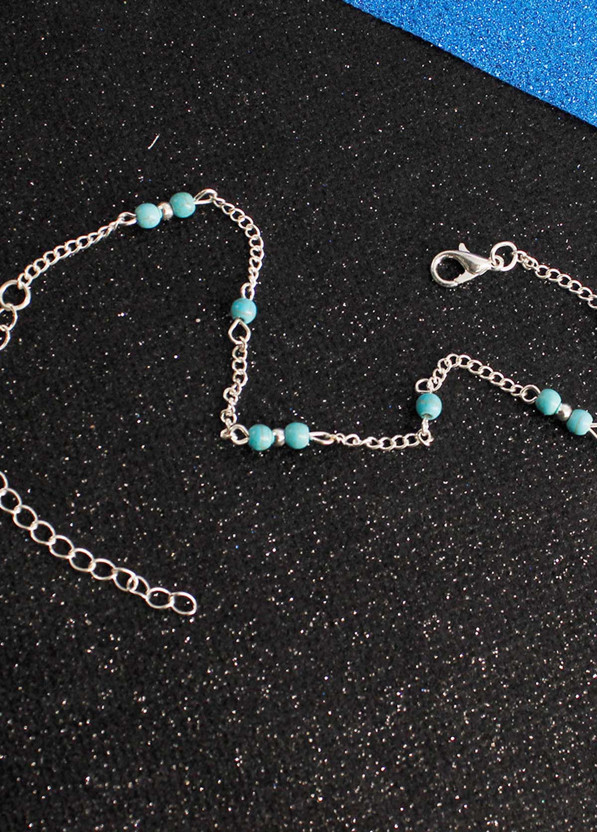 Mint Green Turquoise Beaded Alloy Anklet | picture 
