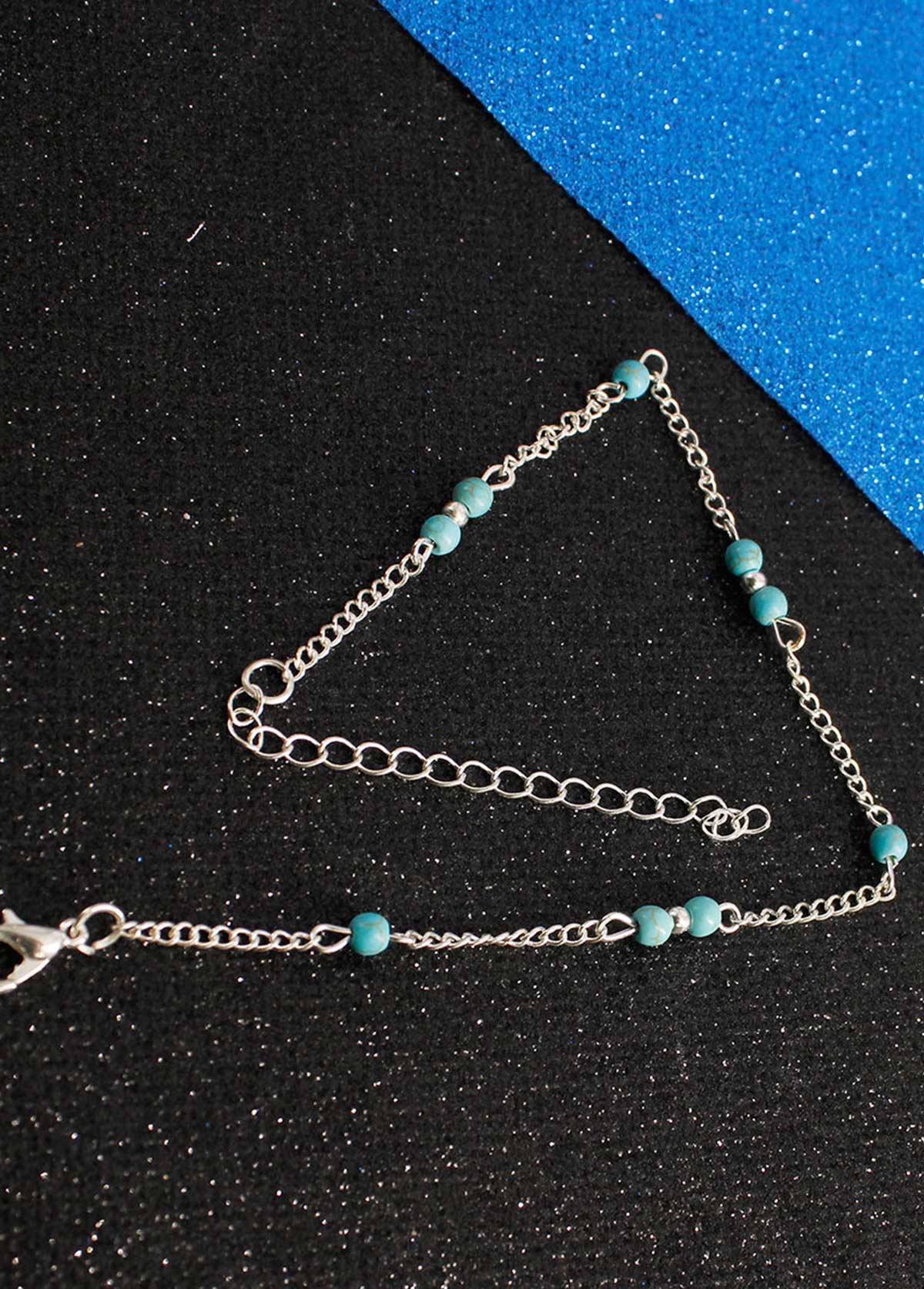 Mint Green Turquoise Beaded Alloy Anklet | picture 