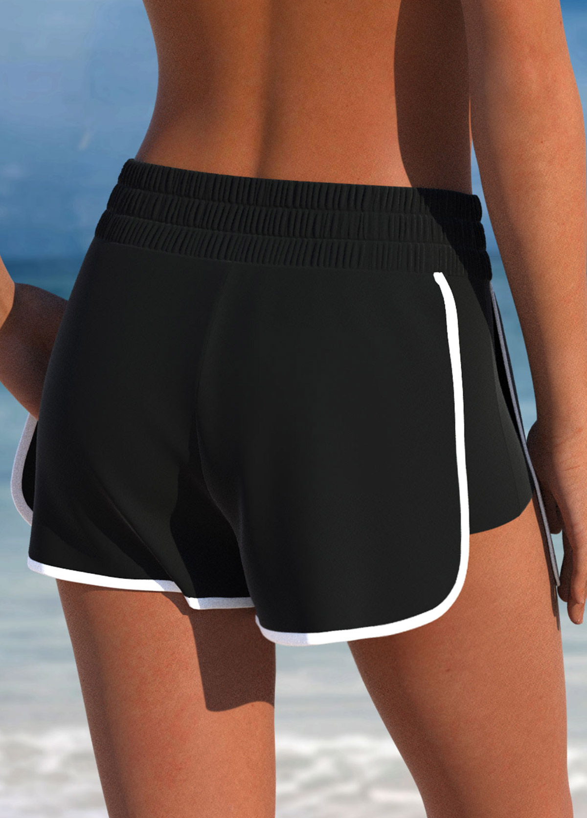 Mid Waisted Detail Green Beach Shorts | picture 