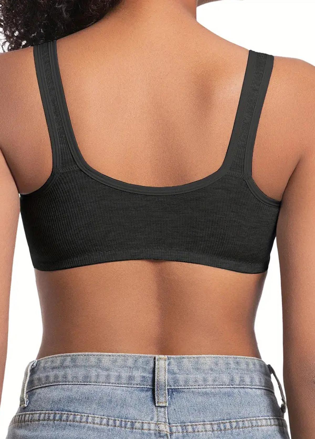Black Color V Neck Detail Bra | picture 