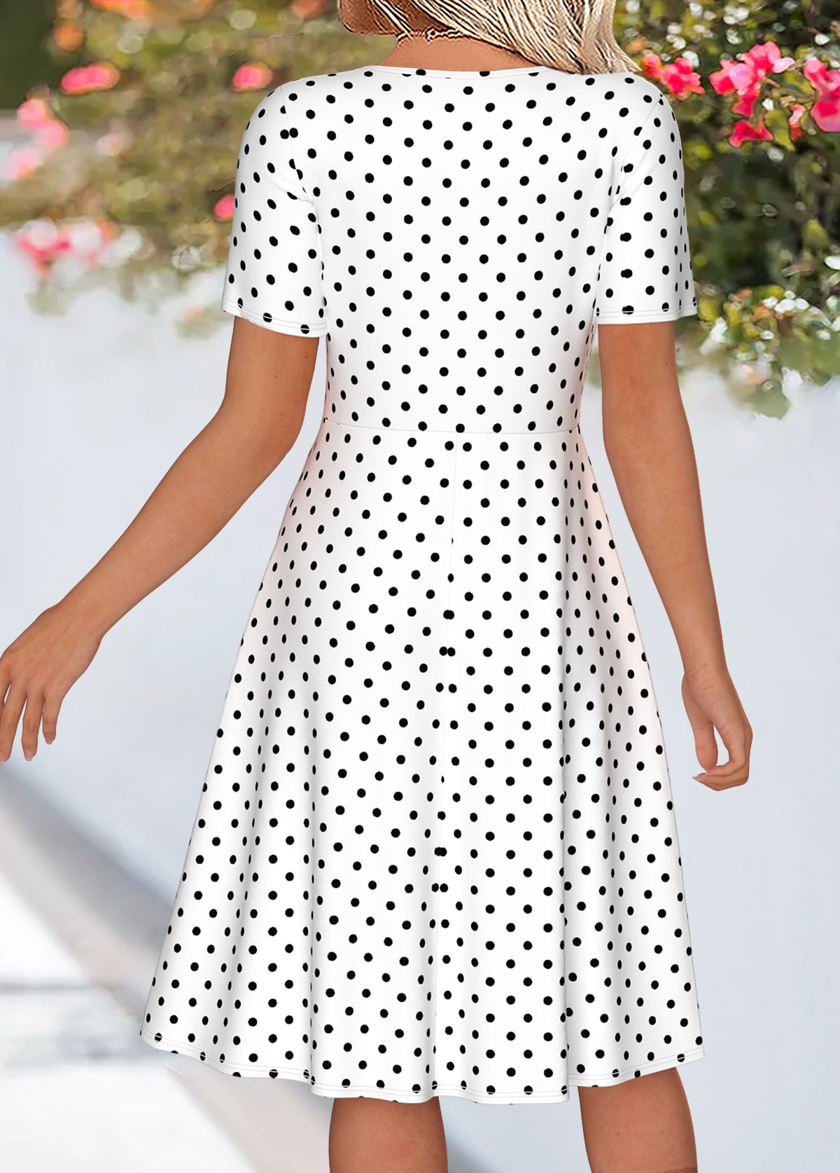 White Tummy Coverage Polka Dot Short Sleeve Dress | picture 