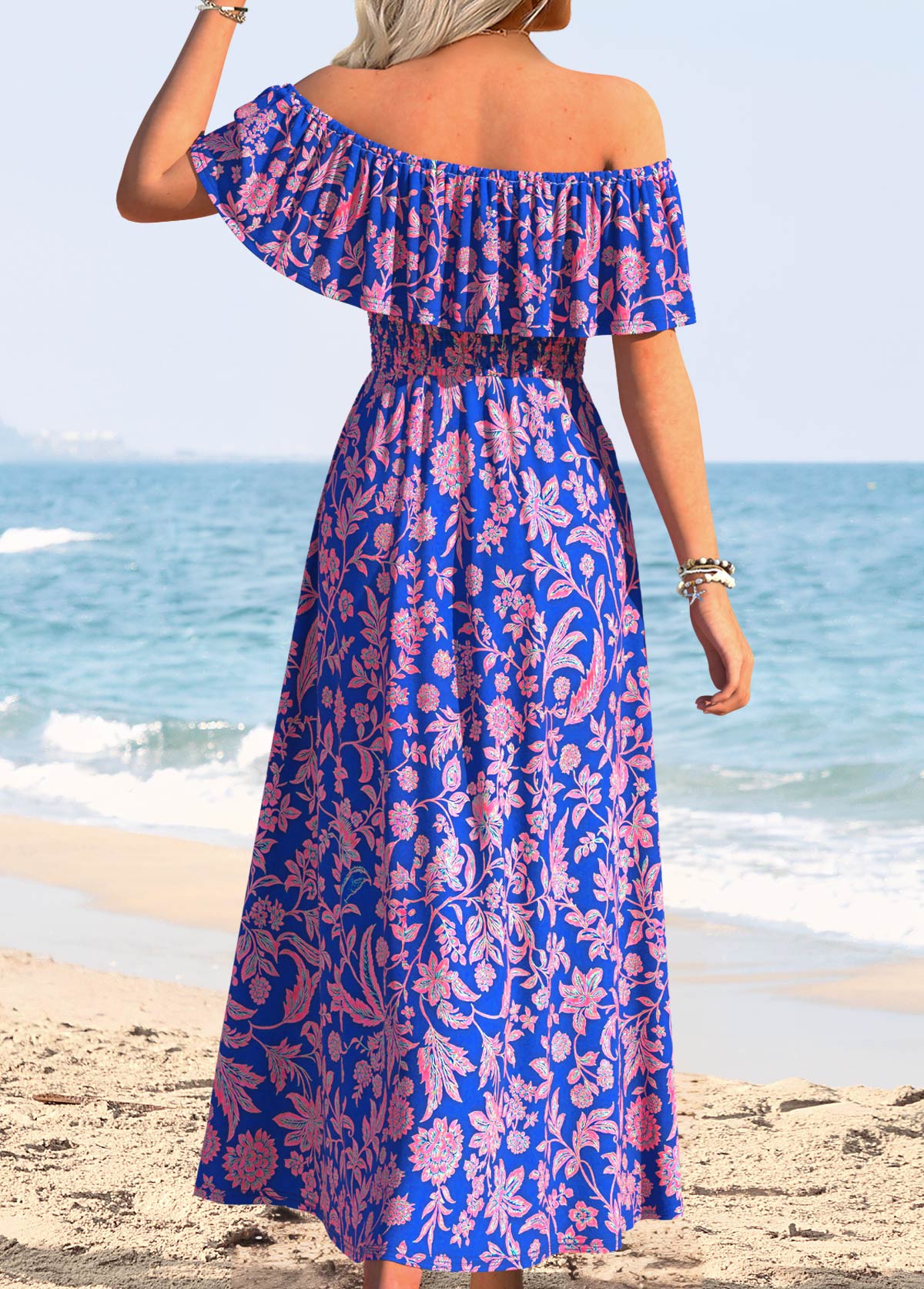 Purple Tummy Coverage Floral Print Maxi Sleeveless Dress | picture 