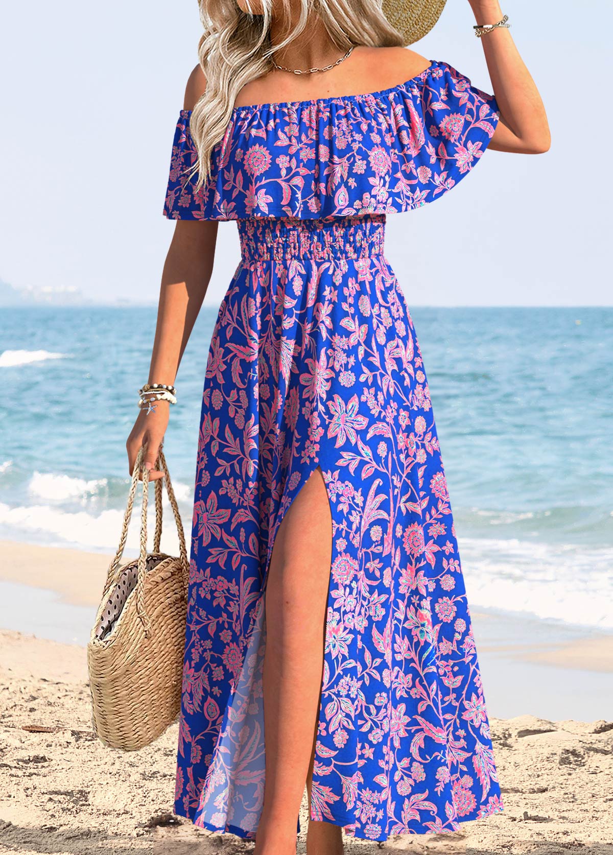 Purple Tummy Coverage Floral Print Maxi Sleeveless Dress | picture 