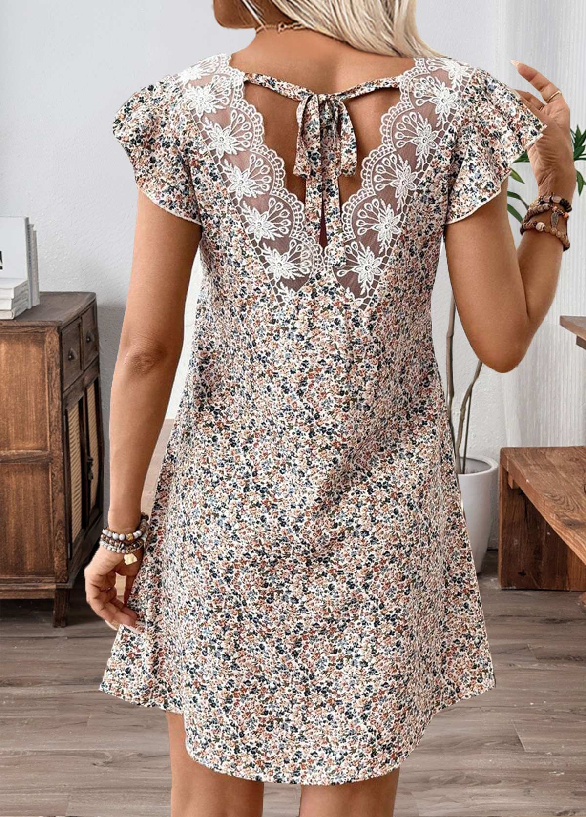 Multi Color Tummy Coverage Ditsy Floral Print Short Dress | picture 