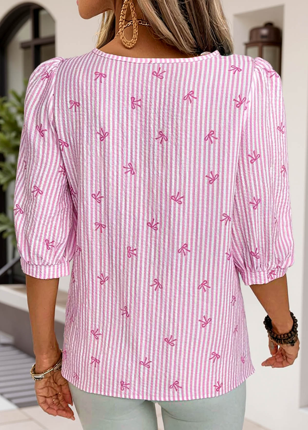 Pink Tummy Coverage Striped Half Sleeve T Shirt | picture 