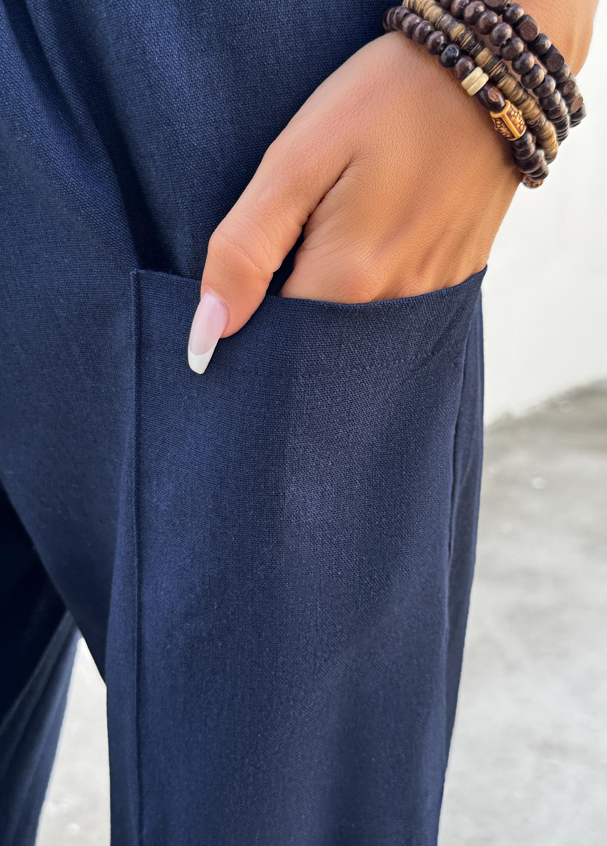 Navy Jogger Elastic Waist High Waisted Pants | picture 