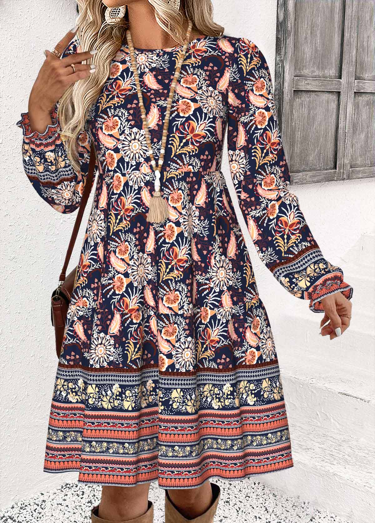 Multi Color Tummy Coverage Random Floral Print Short Dress | picture 