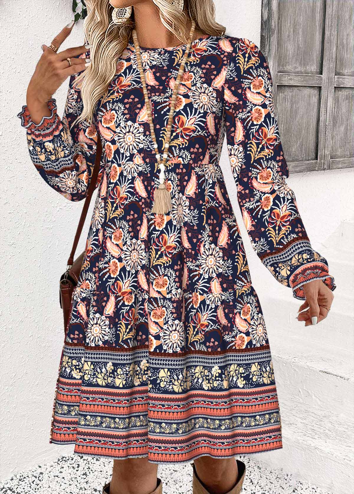 Multi Color Tummy Coverage Random Floral Print Short Dress | picture 